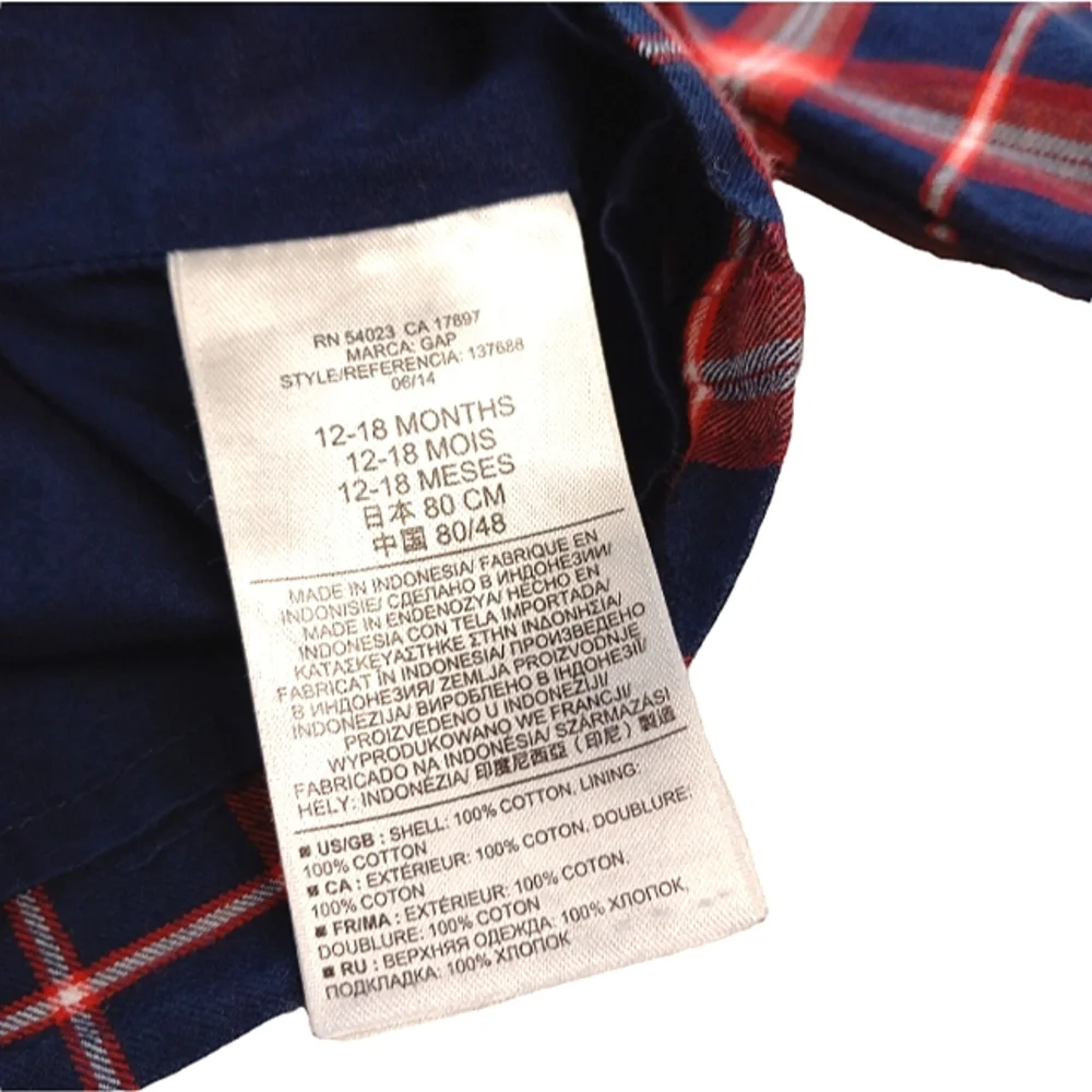 GAP Dress Navy, Red and White Plaid Size 12-18 Months